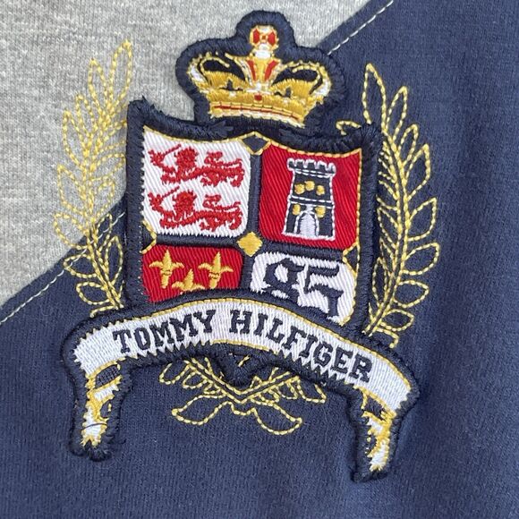 Tommy Hilfiger Mens Polo Shirt XXL 2X Gray Blue Embroidered Logo Crest Y2K - Picture 3 of 9